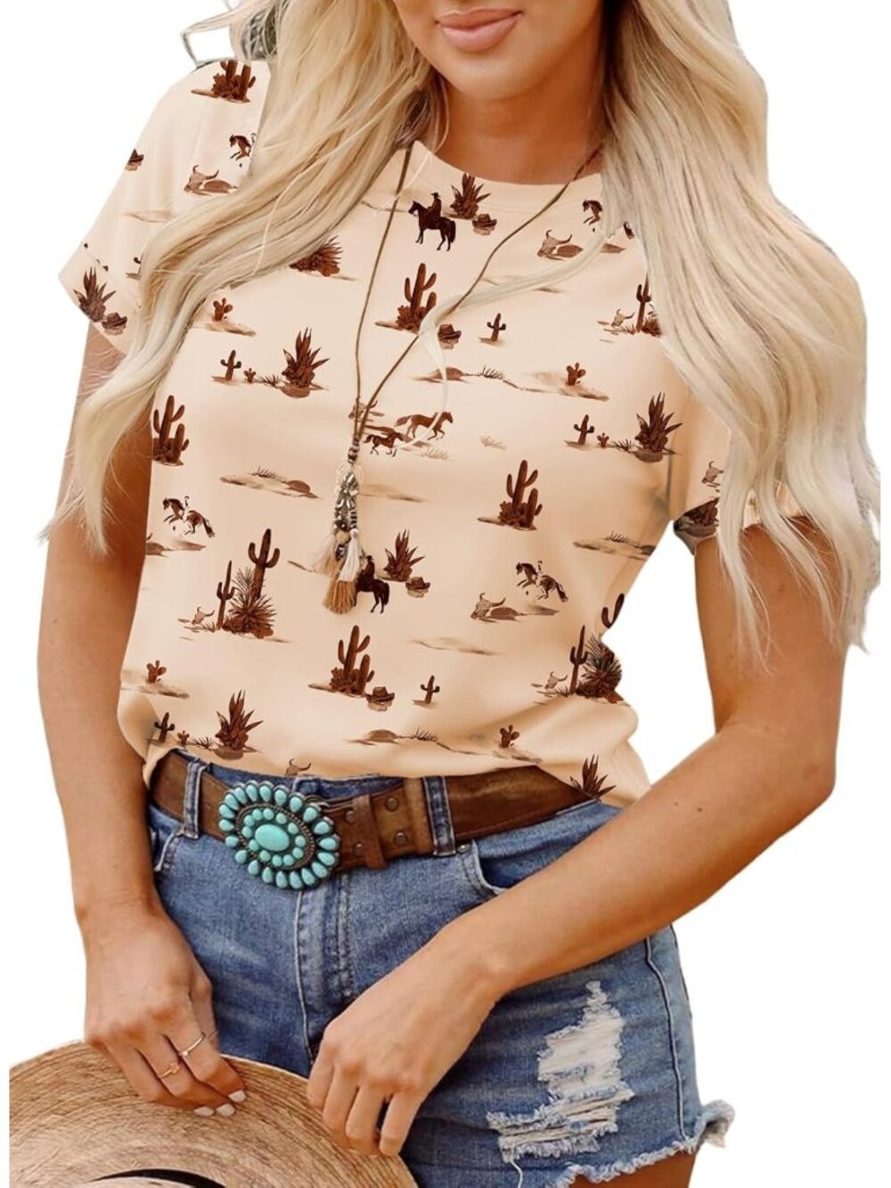 Womens Summer Tops Short Sleeve T-Shirts Western Graphic Crew Neck Casual Cute T